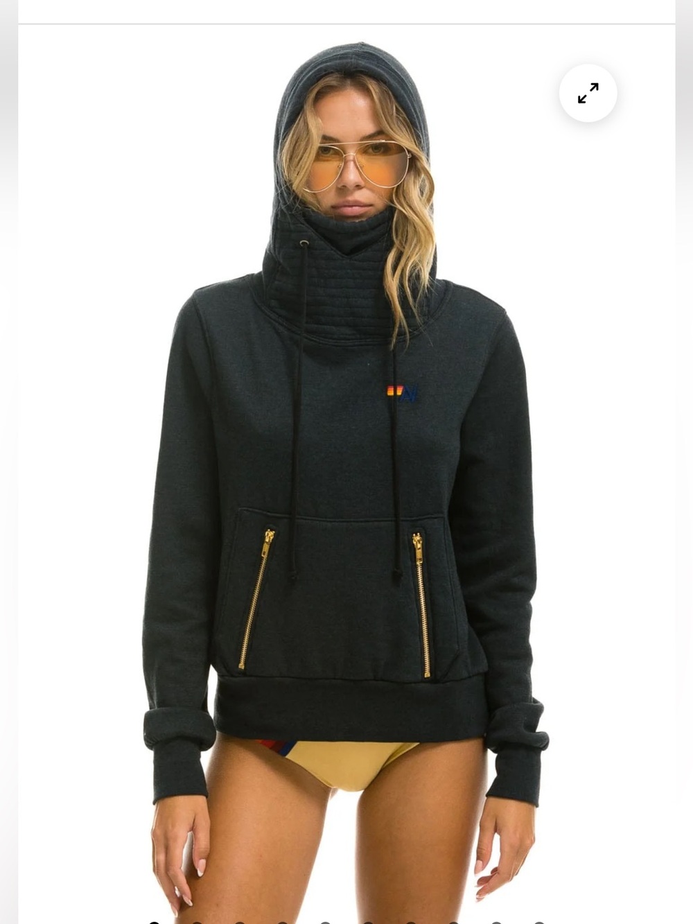 Aviator Nation Charcoal Ninja Pullover Hoodie Rainbow Logo Size Small